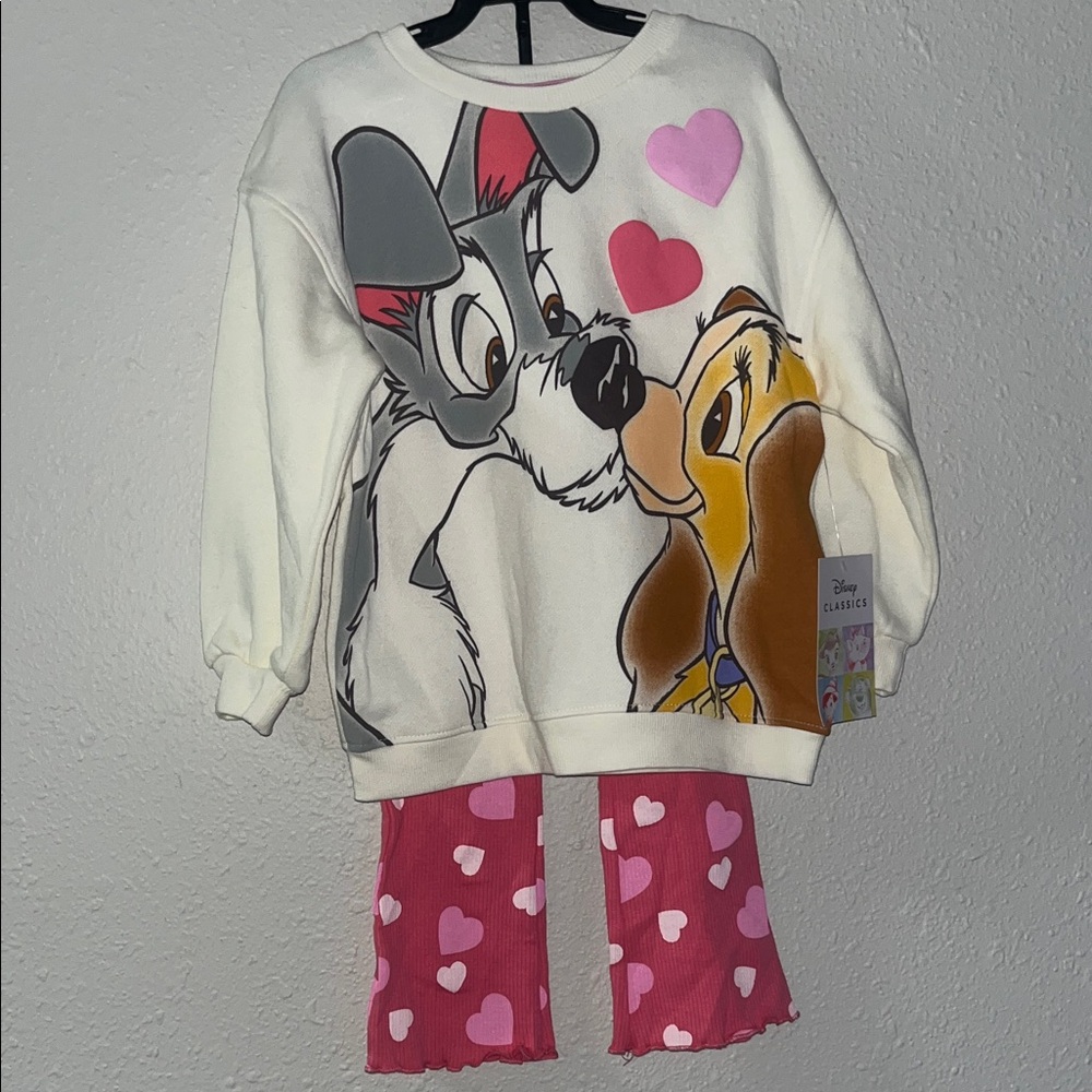 Disney Lady and the Tramp 2 piece Set - White and Pink